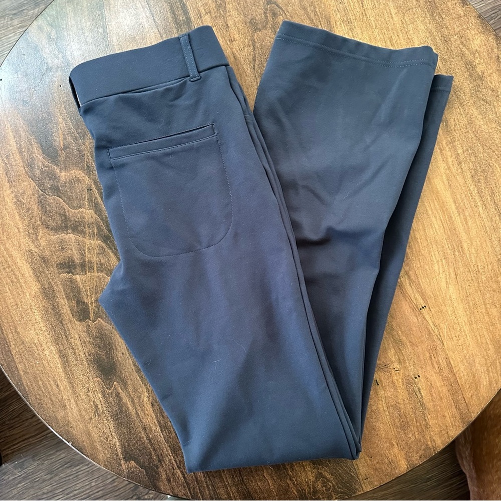 Betabrand Navy Blue High Rise Flare Pants Career Pull On